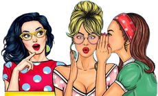 Illustration de femmes qui se chuchotent à l'oreille.