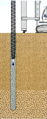 Mise en place de l'armature et vibration