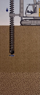 Vissage de la tarière jusqu'à la profondeur finale