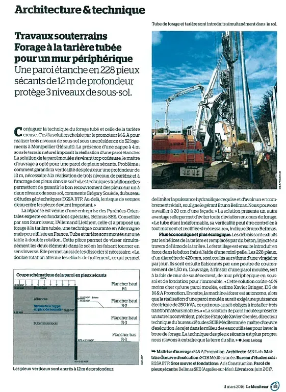 Article Bellmas dans Le Moniteur