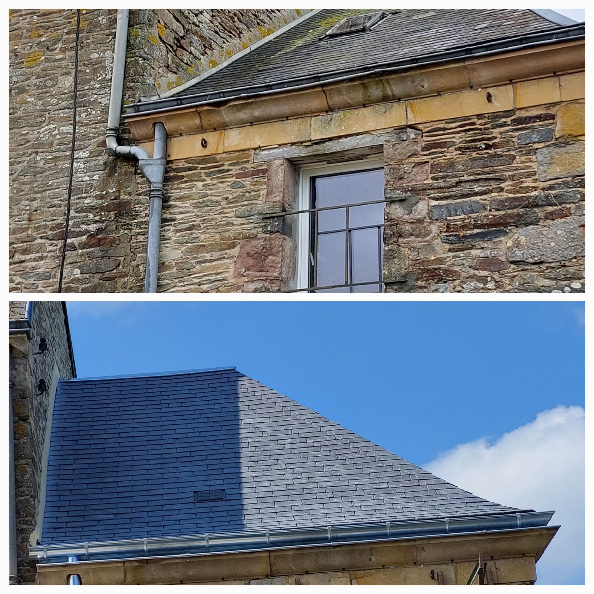 Avant/après démoussage de toit