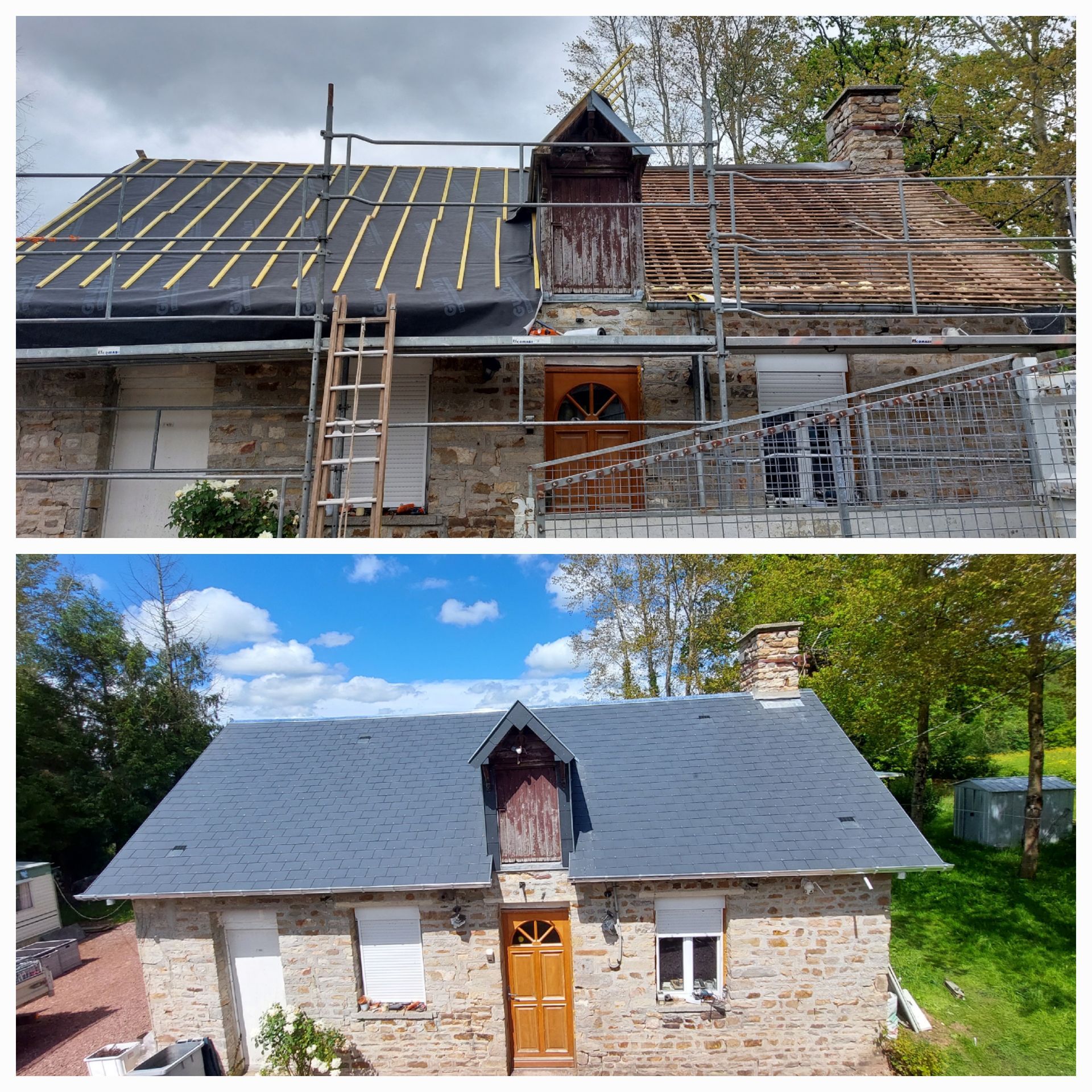 Avant/après chantier de couverture