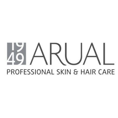 Logotipo para Arual Professional Skin & Hair Care, con el texto "ARUAL" y "1949".