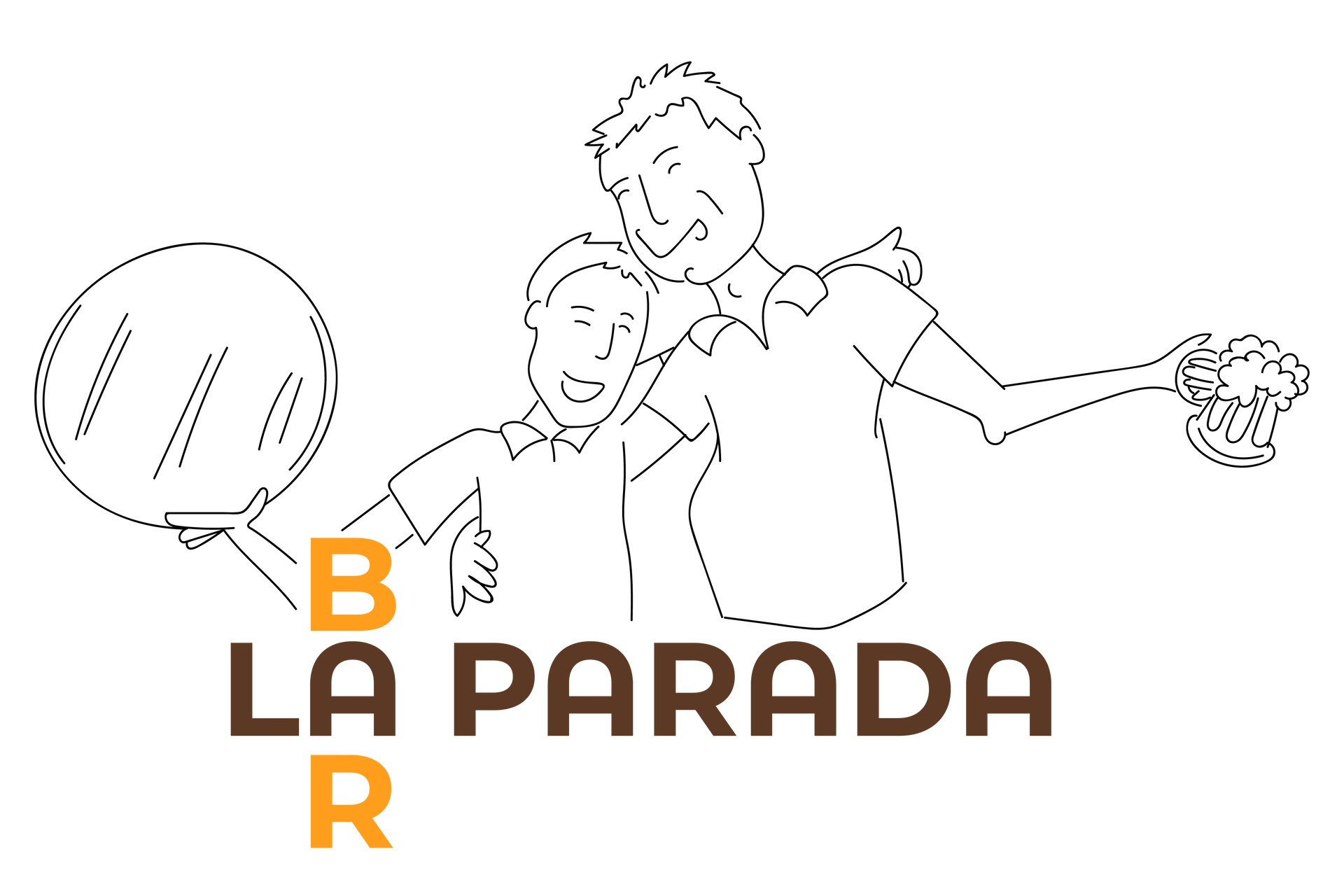 Logotipo circular marr&oacute;n: &ldquo;LA PARADA&rdquo; en blanco; &ldquo;BAR&rdquo; en amarillo/naranja.