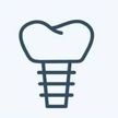 Un icono de un implante dental en forma de corazón.