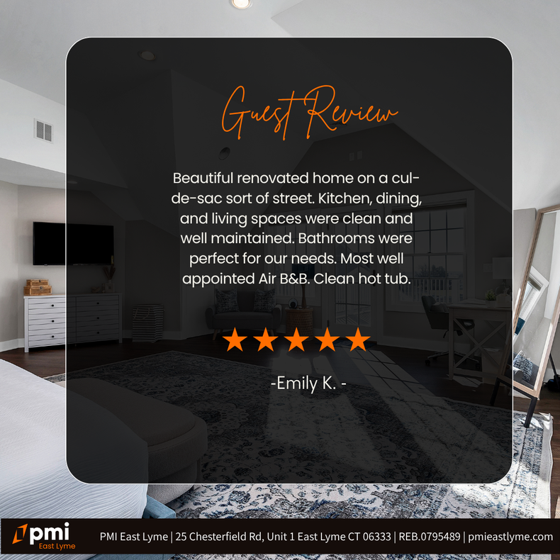 Guest review: Bedroom with a rug, and a mirror. Text over it: 