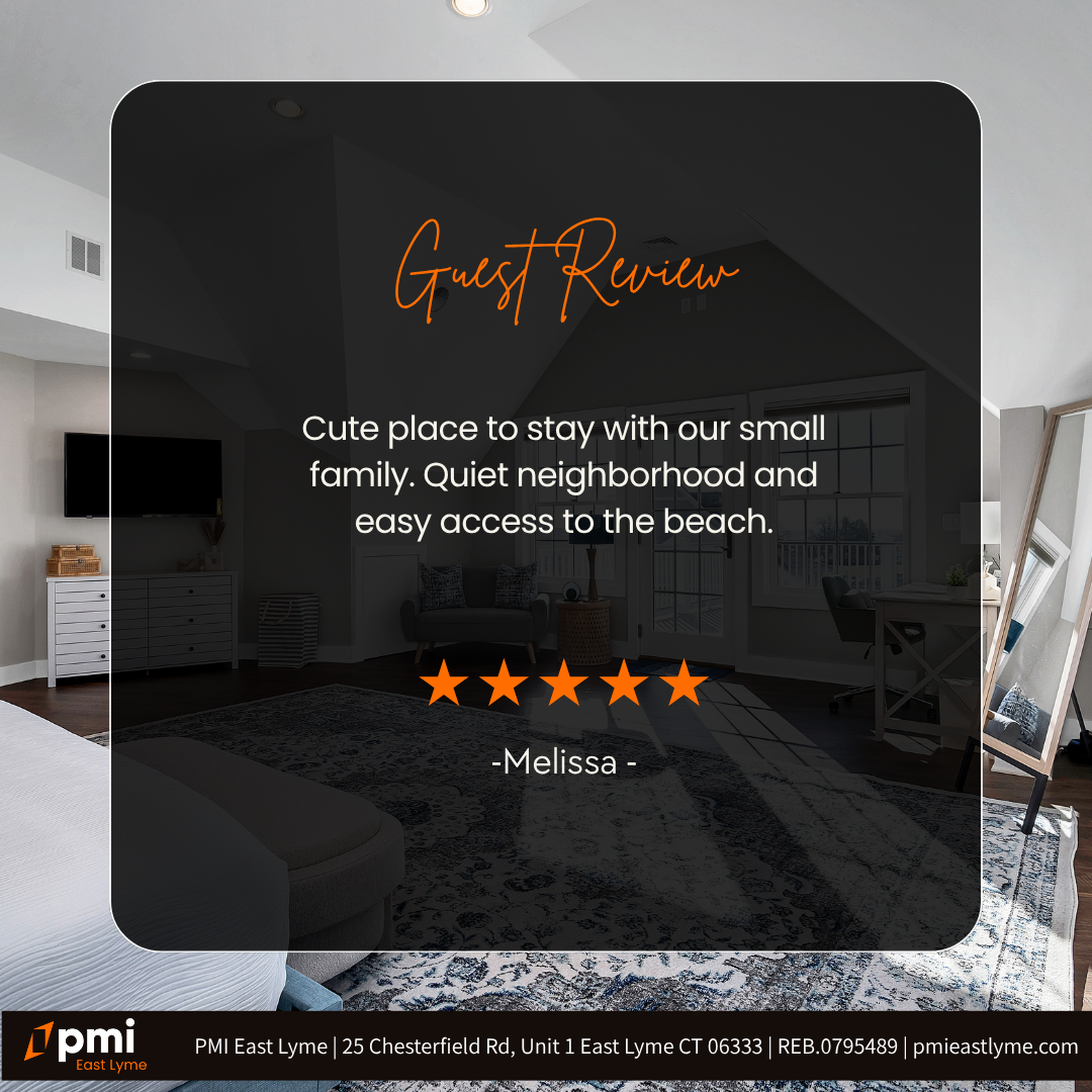 Guest review: A cute, quiet place near the beach. Five-star rating from Melissa.