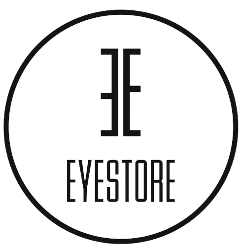 Un logotipo en blanco y negro para una empresa llamada eyestore.