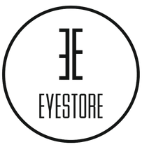 Un logotipo en blanco y negro para una empresa llamada eyestore.