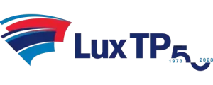 Ein blau-rot-weißes Logo für Lux TP 5.