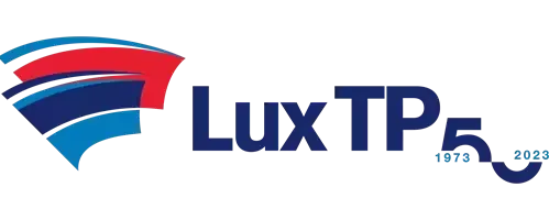 Ein blau-rot-weißes Logo für Lux TP 5.