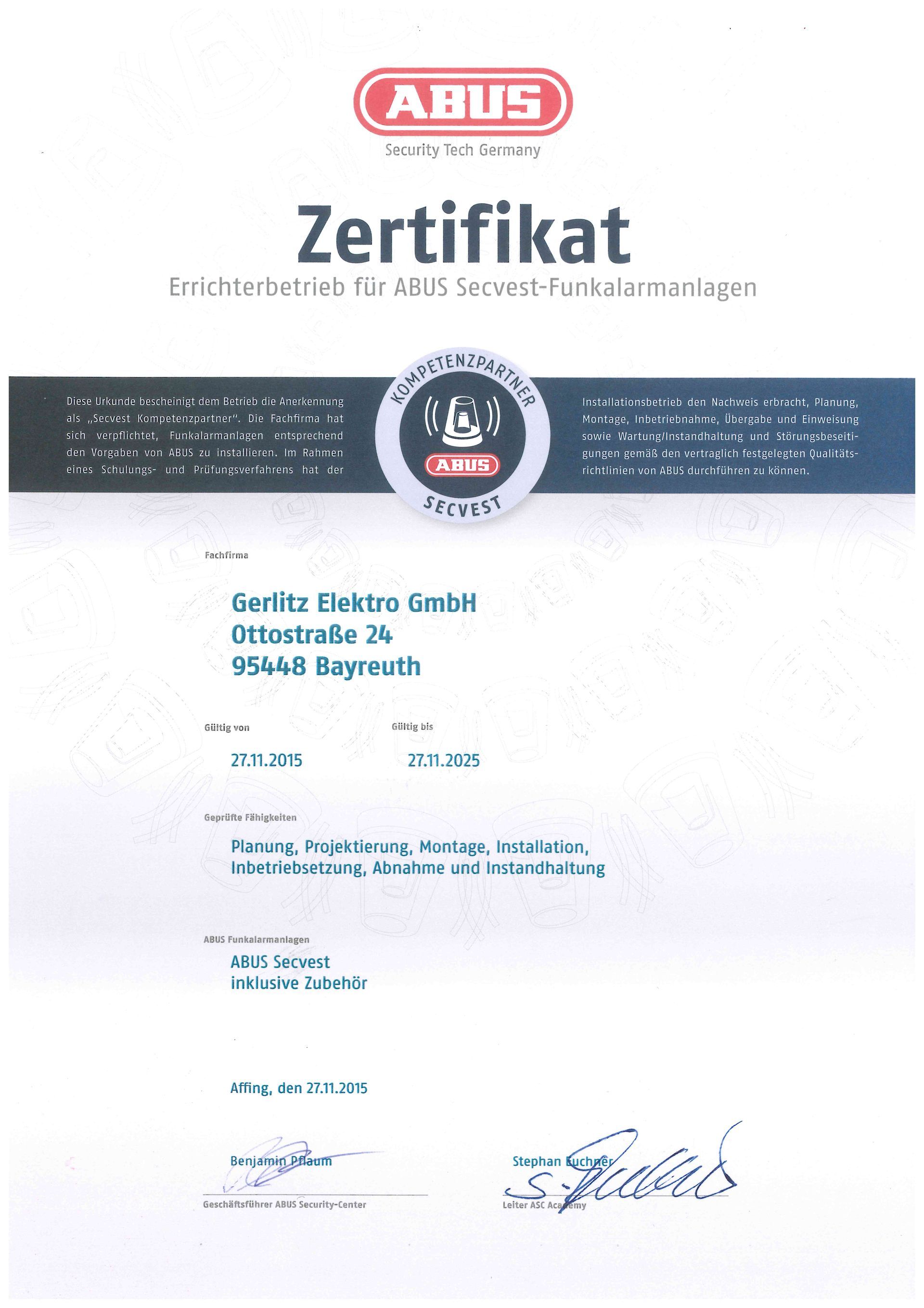 Zertifikat ABUS