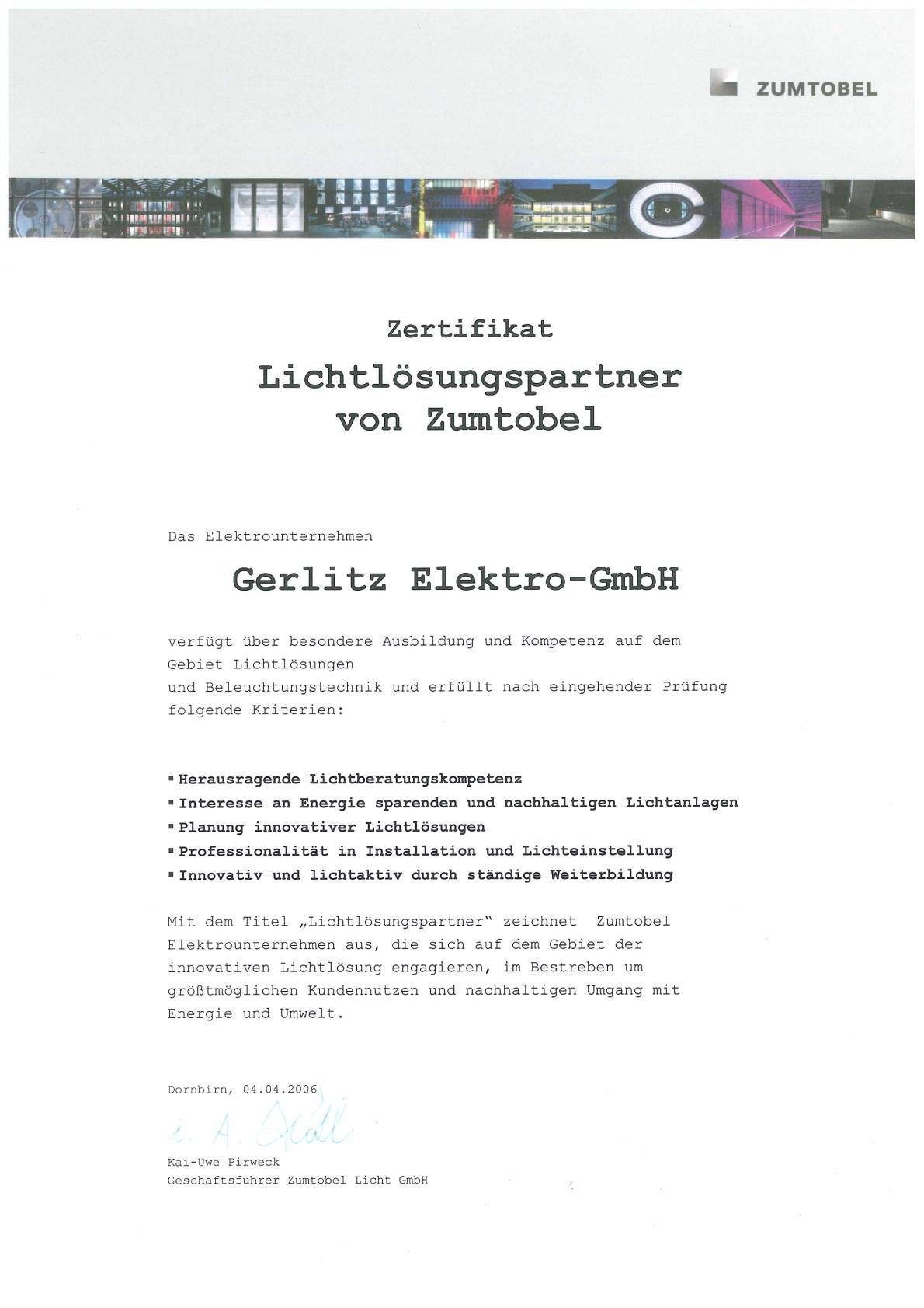 Zertifikat ZumtobelLLP