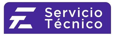 Logotipo de “Servicio Técnico” morado con un ícono estilizado de “E” blanco.