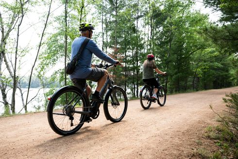Bike riding on trails in the Northwoods