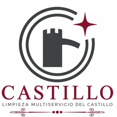 Logotipo de Castillo con icono de castillo negro, estrella roja y texto &ldquo;Limpieza Multiservicio del Castillo&rdquo;