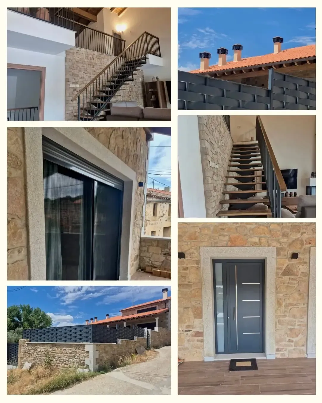 Una escalera con barandilla de cristal en una casa.