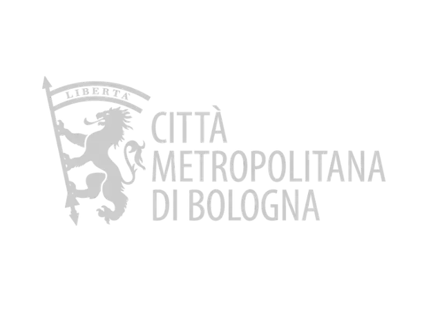 A black and white logo for citta metropolitana di bologna