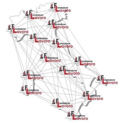 Una mappa dell'Italia con la parola lavoro sopra