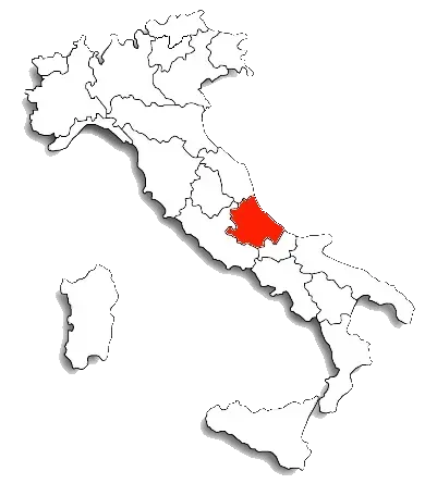 Una mappa dell'Italia con una regione rossa evidenziata