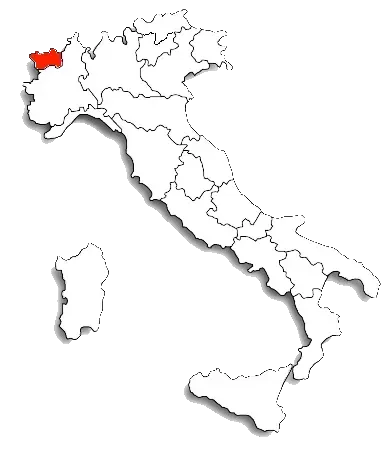 Una mappa dell'Italia con le province italiane evidenziate in rosso