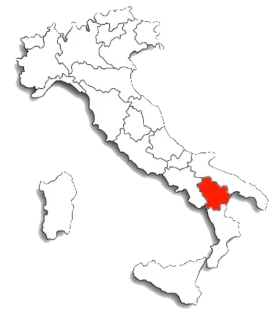 Una mappa dell'Italia con una regione rossa evidenziata