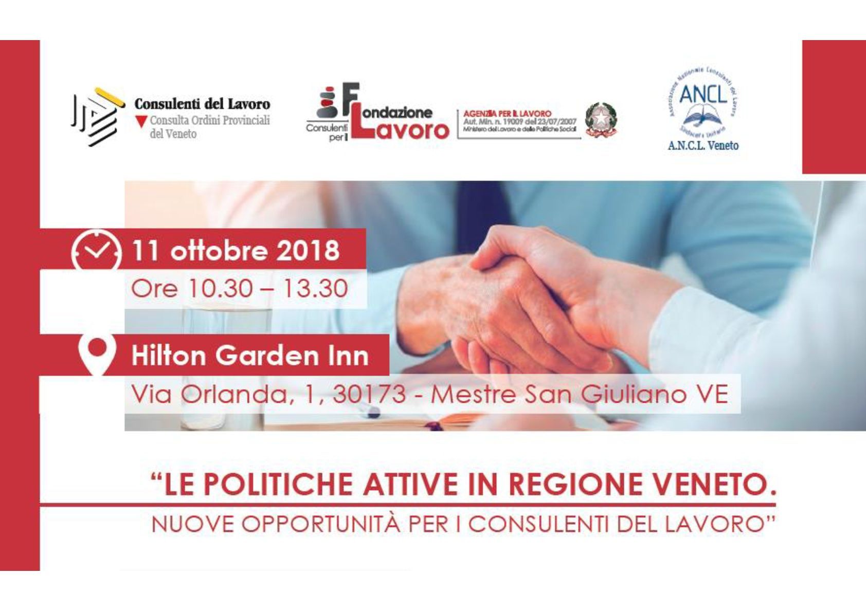 A poster for an event called le politiche attive in regione veneto