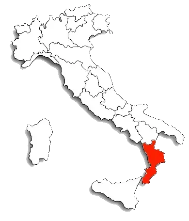 Una mappa dell'Italia con un'area rossa evidenziata