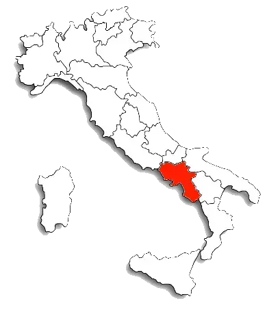Una mappa dell'Italia con un'area rossa evidenziata