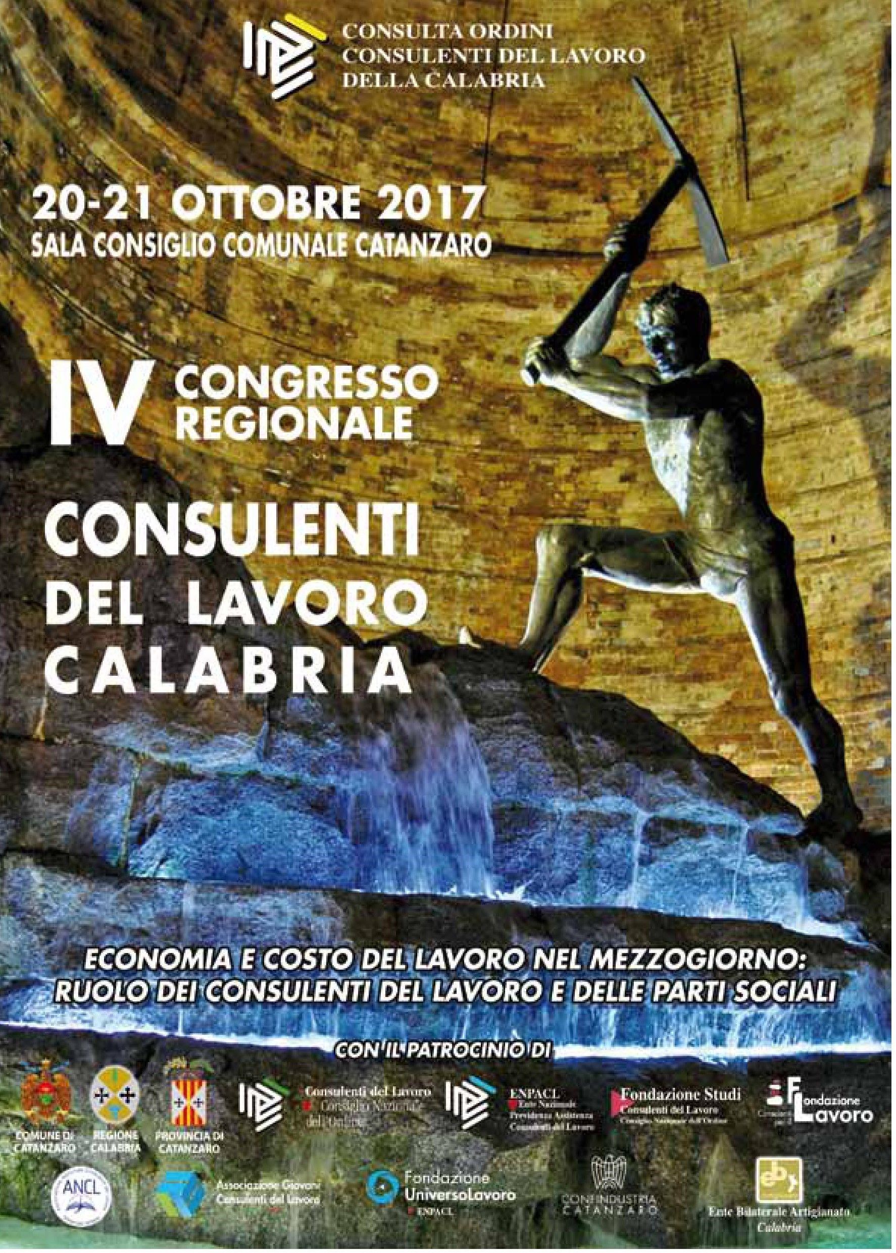 A poster for the iv congresso regionale consulenti del lavoro calabria