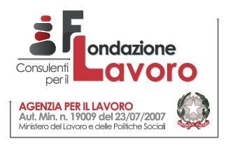 A logo for fondazione lavoro is shown on a white background
