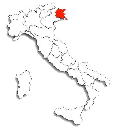 Una mappa dell'Italia con un'area rossa evidenziata