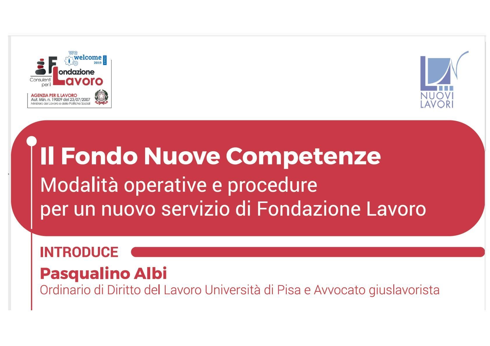 Il fondo nuove competenze modalità operative e procedure per un nuovo servizio di fondazione lavoro