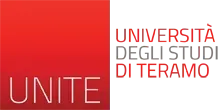 A red and white logo for universita degli studi di teramo