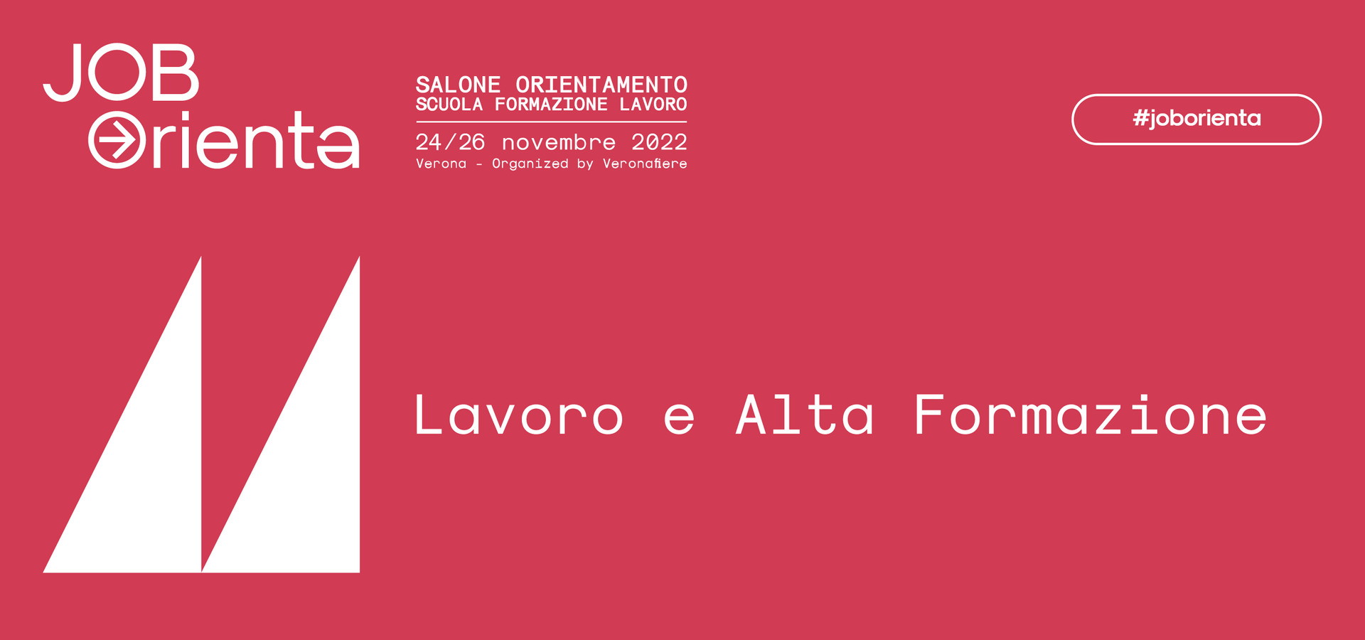 Uno sfondo rosso con la scritta lavoro e alta formazione