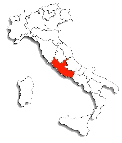 Una mappa dell'Italia con un'area rossa evidenziata