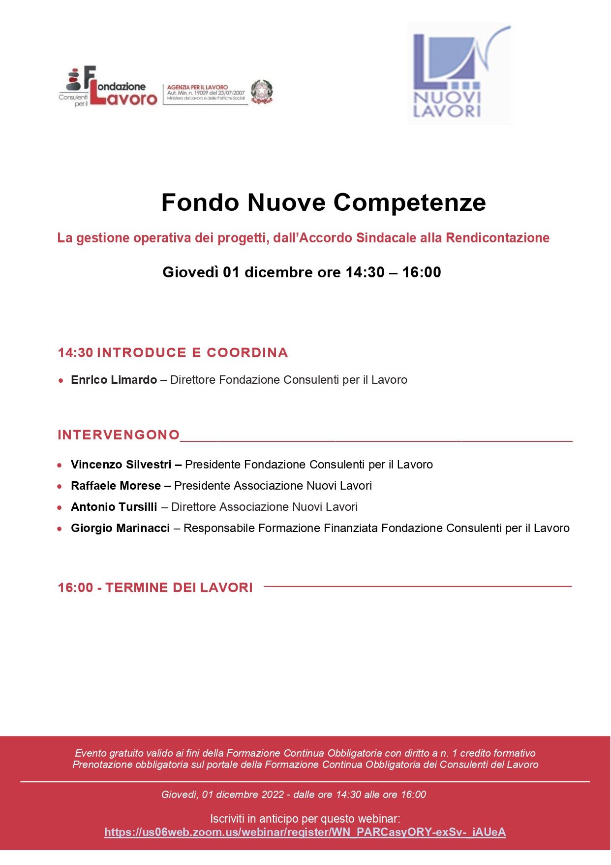 A red and white flyer for fondo nuove competenze