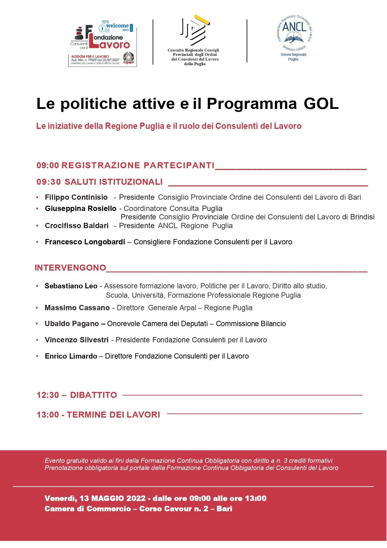Un volantino rosso e bianco con la scritta le politiche attive e il programma gol.