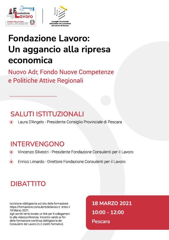 A poster for a conference called fondazione lavoro : un aggancio alla ripresa economica