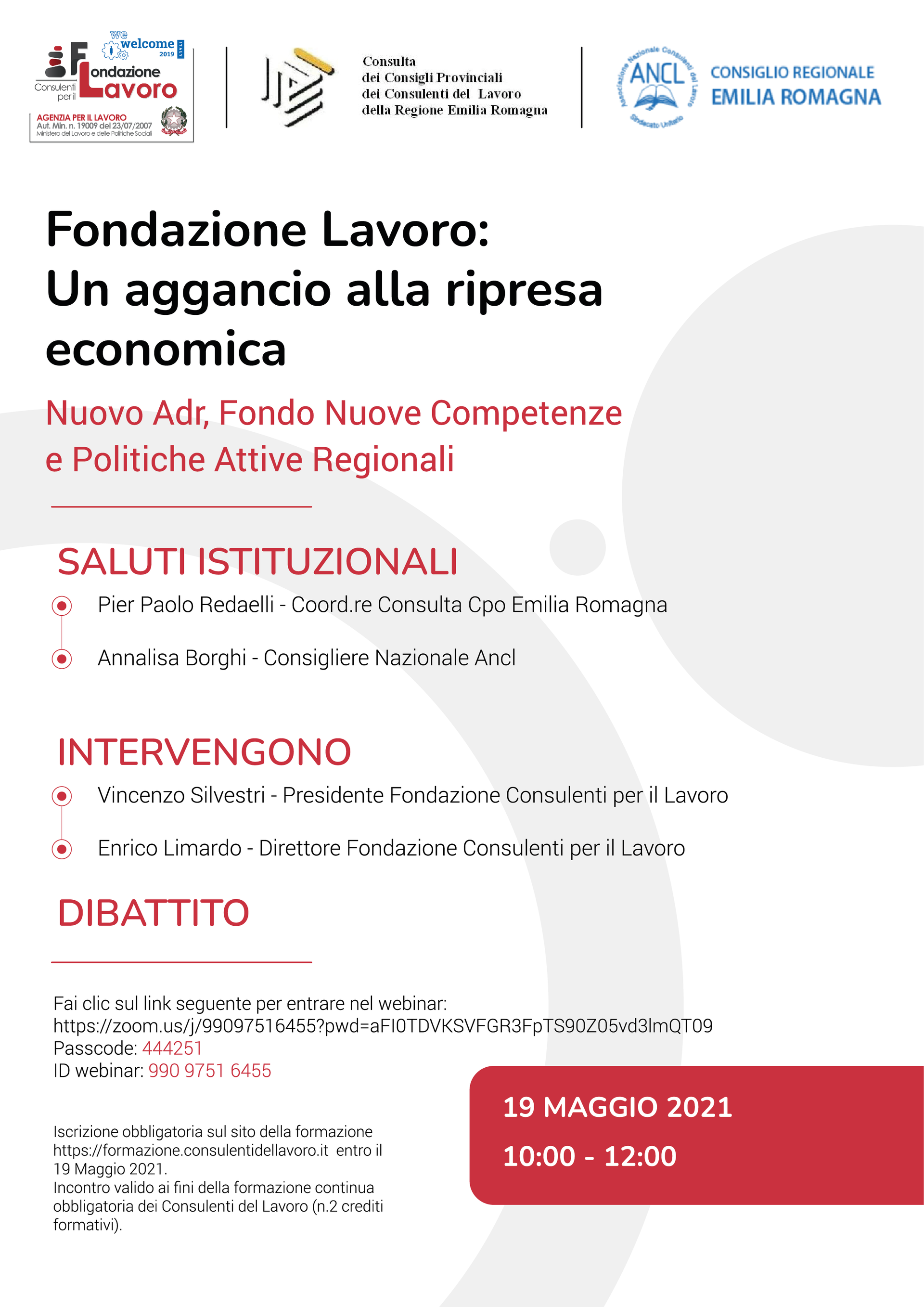 A poster for fondazione lavoro : un aggancio alla ripresa economica