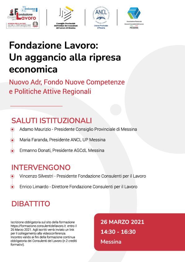 A poster for a conference called fondazione lavoro : un aggancio alla ripresa economica