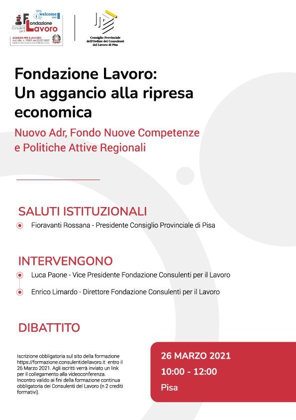 A poster for fondazione lavoro : un aggancio alla ripresa economica