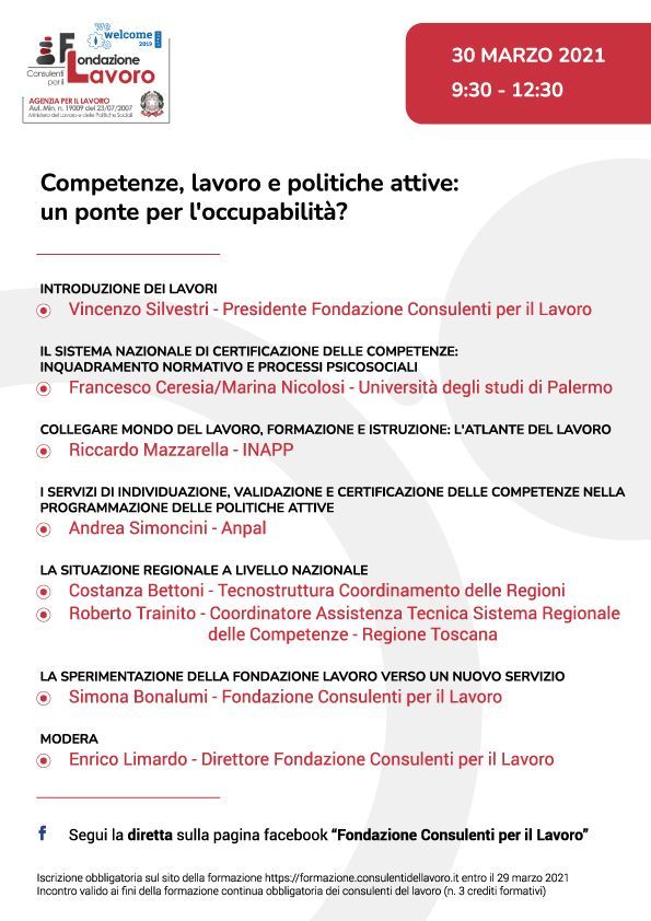 Un poster per una conferenza del 30 marzo 2021