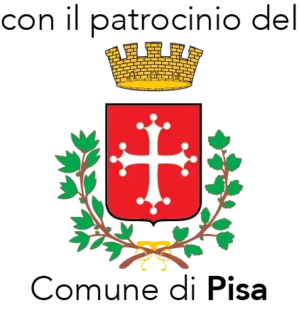 Uno stemma del comune di Pisa con croce e foglie