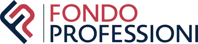 Il logo del fondo professione è rosso, bianco e blu.