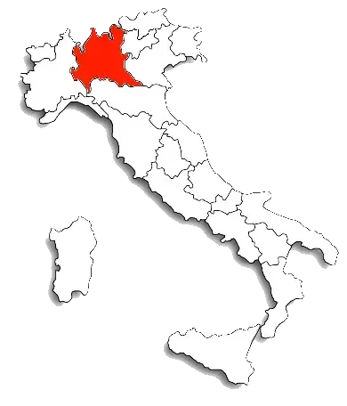 Una mappa dell'Italia con una regione rossa evidenziata