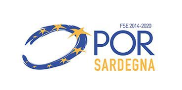 Il logo di por sardegna è un cerchio blu e giallo con delle stelle.