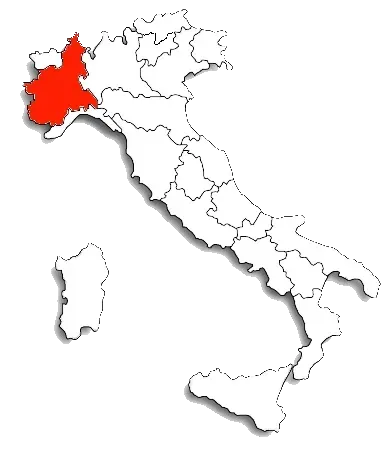 Una mappa dell'Italia con una regione rossa evidenziata