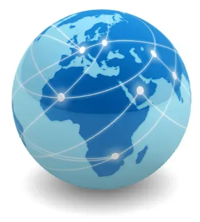 Un globo blu con linee bianche attorno