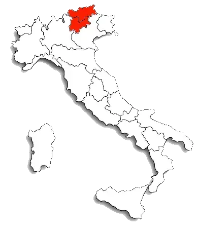 Una mappa dell'Italia con una regione rossa evidenziata